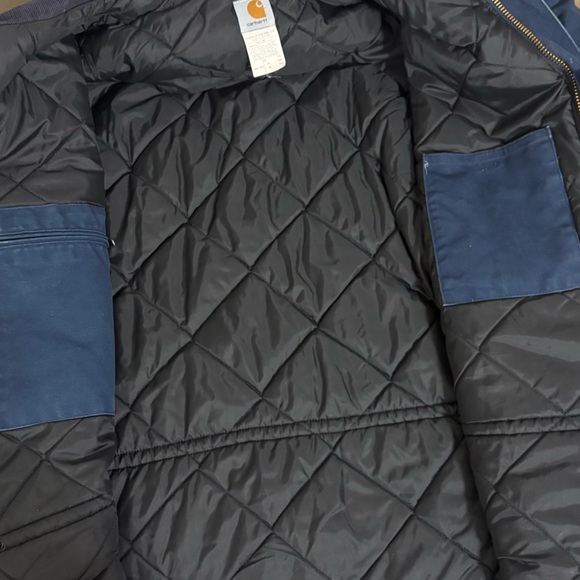 Vintage Carhartt 48 Tall Navy Detroit Arctic Quilt Lined Jacket  Corduroy Collar - Picture 9 of 11